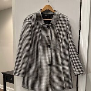 Premise Black and White Houndstooth Trench Coat